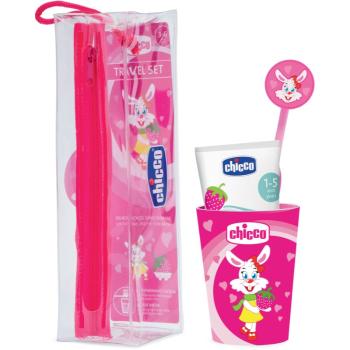 Chicco Travel Set sada zubnej starostlivosti Pink 3 y+ 1 ks