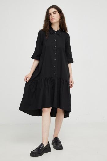 Bavlnené šaty Gestuz čierna farba, mini, áčkový strih