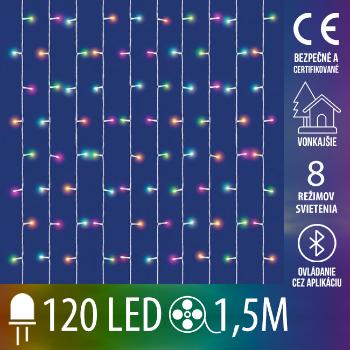 Vianočná led svetelná záclona vonkajšia - SMART - programátor - 120led - 1,5x2 m - RGB