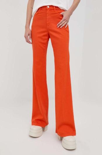 Nohavice Marella dámske, oranžová farba, zvony, vysoký pás
