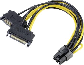 Akasa napájací adaptér [2x prúdová SATA zástrčka 15-pólová - 1x PCI-E zástrčka 6-pólová] 15.00 cm čierna, žltá