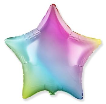45 cm fóliový balónik hviezda dúha - Flexmetal