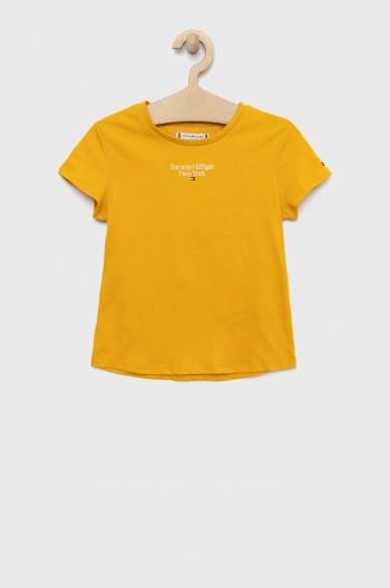 Detské bavlnené tričko Tommy Hilfiger žltá farba,