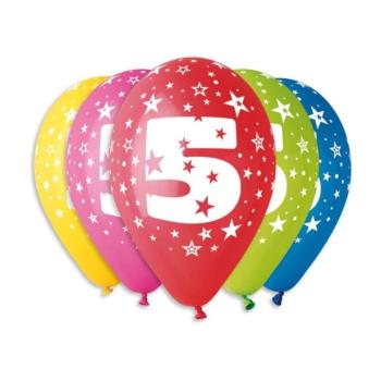 Balónky potisk čísla "5" - 5ks v bal. 30cm - SMART