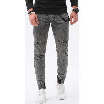 Ombre  Džínsy Slim Pánske jogger nohavice - čierna P1056  viacfarebny