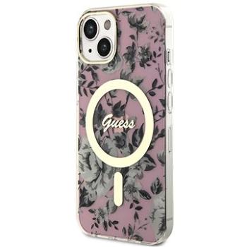 Guess PC/TPU Flowers IML MagSafe Kompatibilný Zadný Kryt na iPhone 13 Pink (GUHMP13MHCFWSP)