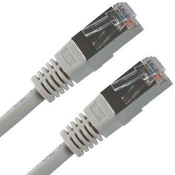 Síťový LAN kábel FTP patchcord, Cat.5e, RJ45 samec - RJ45 samec, 10 m, tienený, sivý, economy