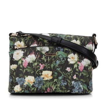 Dámska crossbody kabelka Wittchen z ekokože s kvetmi, zaoblená 98-4Y-203-1