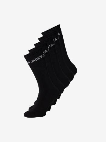 Jack & Jones Basic Logo Tennis Ponožky 5 párov Čierna