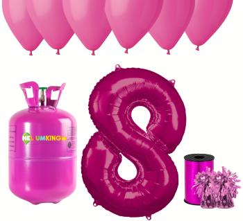 HeliumKing Hélium párty set na 8. narodeniny s ružovými balónmi