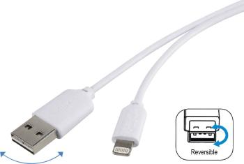 Dátový / nabíjací kábel pre Apple 1x Lightning ⇔ 1x USB 2.0, RENKFORCE, biela, 1 m