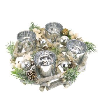 Adventný ratanový svietnik Invierno sivá, pr. 23 cm