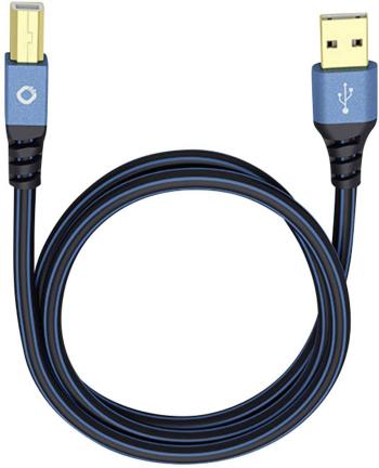 USB 2.0 prepojovací kábel [1x USB 2.0 zástrčka A - 1x USB 2.0 zástrčka B] 5.00 m modrá pozlátené kontakty Oehlbach USB P