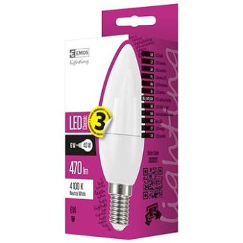 EMOS - Žiarovka LED Classic Candle 6 W E14, neutrálna biela (1525731401)