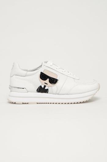 Kožená obuv Karl Lagerfeld biela farba, na platforme