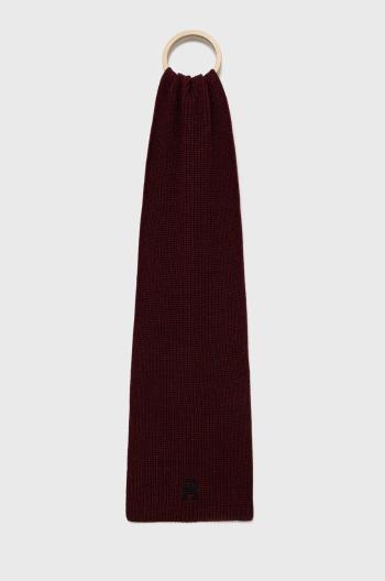 Vlnený šál Tommy Hilfiger bordová farba, jednofarebný