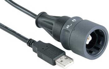 Kábel USB je možné uzamknúť z oboch strán  PXP6040/B/2M00 Typ B (blokovanie) typu A PXP6040/B/2M00 Bulgin Množstvo: 1 ks