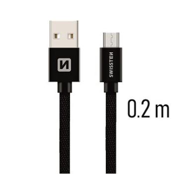 Swissten textilný dátový kábel micro USB 0,2 m čierny (71522101)