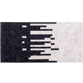 Čierno-biely kožený koberec 80 × 150 cm BOLU, 73752 (beliani_73752)