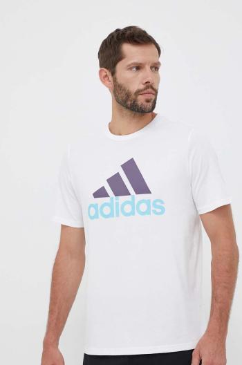 Bavlnené tričko adidas biela farba, s potlačou