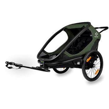 HAMAX Outback 2 v 1 – dvojmiestny vozík za bicykel vr. ramena + kočíková súprava – Green/Black, polo (7029774000620)