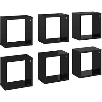Shumee - Nástenné kocky 6 ks čierne s vysokým leskom 26×15×26 cm, 807048