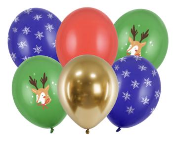 PartyDeco Sada latexových balónov - Vianoce Merry Christmas mix 6 ks