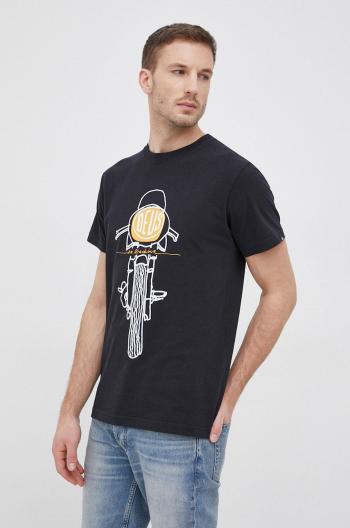 Bavlnené tričko Deus Ex Machina čierna farba, melanžové