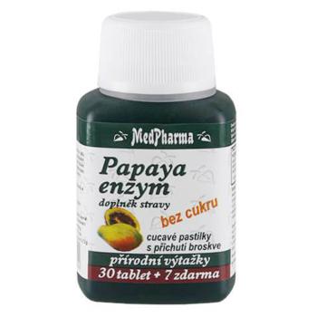 MEDPHARMA Papaya enzým cmúľacie pastilky bez cukru s príchuťou broskyne 37 tabliet