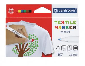 Značkovač Centropen 2739/6 na textil 6 farieb valcový hrot 3,5mm