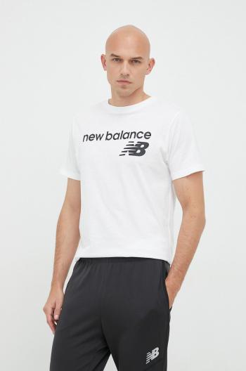 Tričko New Balance pánske, biela farba, s potlačou