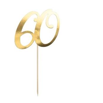 Dekorácia na tortu – 60 – narodeniny – Happy Birthday – zlatá – 20,5 cm (5900779172647)