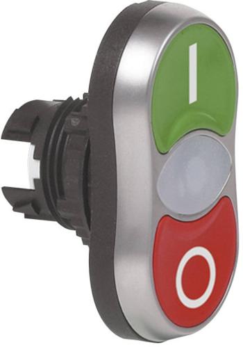 BACO L61QB21 dvojitý tlakový spínač plastový predný prstenec, pochrómované vyhotovenie  zelená, červená   1 ks