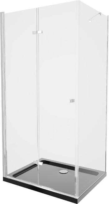 MEXEN/S - Lima sprchovací kút zalamovacie dvere 120 x 80 cm, transparent, chróm + Flat čierna vanička so sifónom 856-120-080-01-00-4070