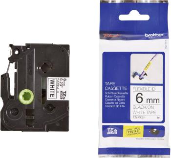 páska flexibilné  Brother TZe-FX, TZ-FX TZe-FX211  Farba pásky: biela Farba písma:čierna 6 mm 8 m