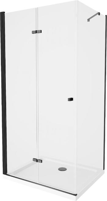 MEXEN/S - Lima sprchovací kút 90x70 cm, transparent, čierna + biela vanička so sifónom, 856-090-070-70-00-4010B