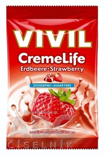 VIVIL BONBONS CREME LIFE Strawberry drops so smotanovo jahodovou príchuťou, bez cukru 1x60 g