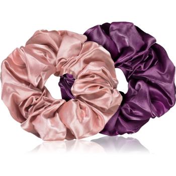 BrushArt Hair Large satin scrunchie set gumičky do vlasov Pink & Violet (2 ks)