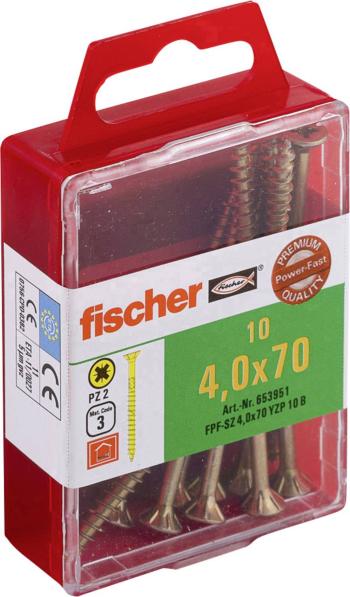 Fischer  653951 skrutka so zápustnou hlavou 4 mm 70 mm krížová dražka Pozidriv     glavanizované zinkom 10 ks