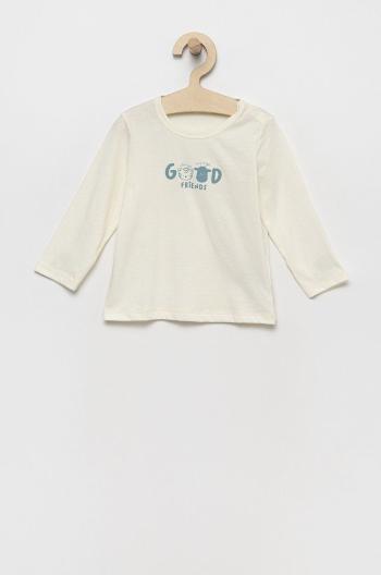 Detská bavlnená košeľa s dlhým rukávom United Colors of Benetton béžová farba,