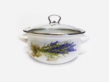 BELIS - Randlík smalt + pokrievka sklo 16cm, 1,4L, LAVENDER