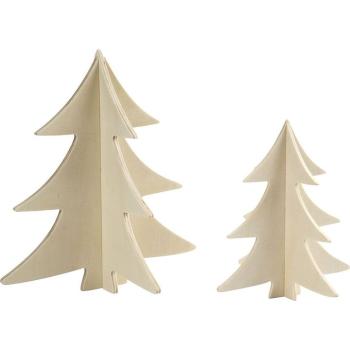 Drevená dekorácia - vianočný stromček 2 ks