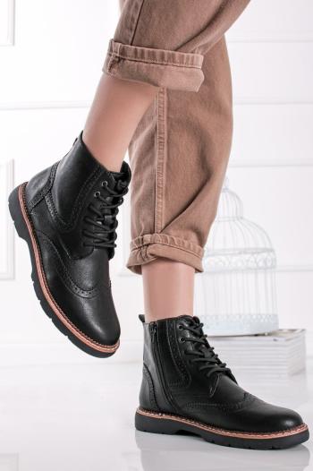 Čierne členkové šnurovacie topánky 5-25465