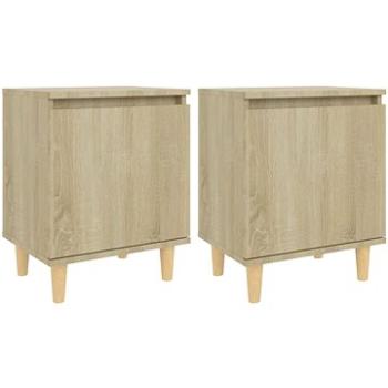 SHUMEE Nočné stolíky s drevenými nohami 2 ks dub sonoma 40 × 30 × 50 cm, 805822