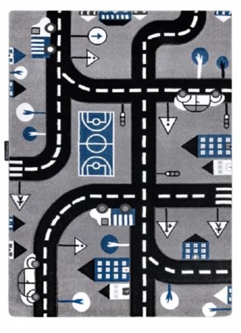 Detský koberec PETIT - Cesty a cesty - šedý Road and route rug - grey 200 x 290 cm