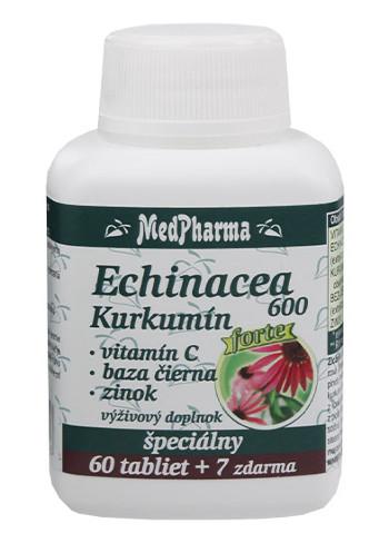 MedPharma Echinacea 600 Forte Kurkumín, vitamín C, baza čierna, zinok, 67 tabliet