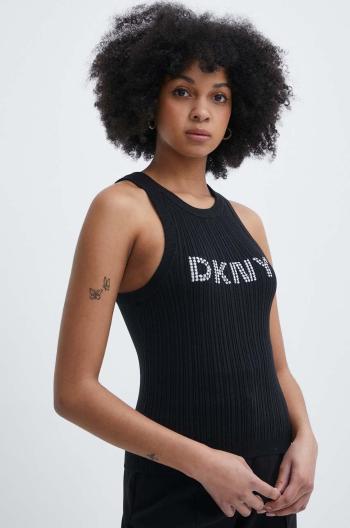 Bavlnený top Dkny HEART OF NY čierna farba, D2B4A128