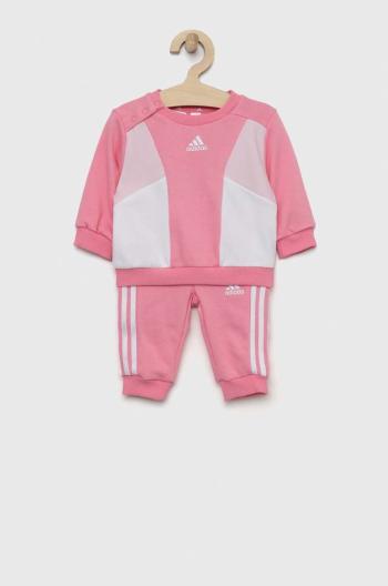 Detská tepláková súprava adidas I 3S CB FT JOG ružová farba