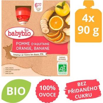 BABYBIO Jablko pomaranč banán 4× 90 g (3288131540177)