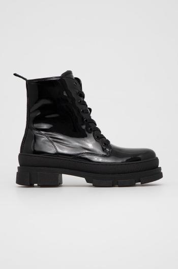 Členkové topánky Steve Madden dámske, čierna farba, na plochom podpätku